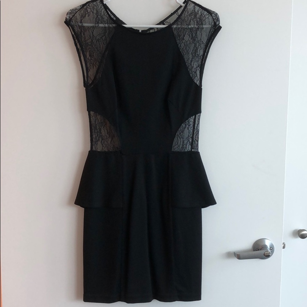 bebe Black Dress with Lace Cutout Detail
